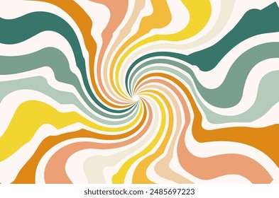 Swirl background. Retro style of the 70s. Vintage twisted  backdrop. Abstract vector illustration. 