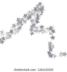Swirl band from Scattered Stars. Isolated gradient celestial elements. Platinum metal shine. Metallic Shiny Stars. Festive iridescent holographic shine effect vector template for decoration