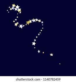 Swirl bands from scattered stars. Isolated yellow blue white grey gradient celestial elements. Holiday celebration luminous glossy vector template for decorations, packaging, posters.