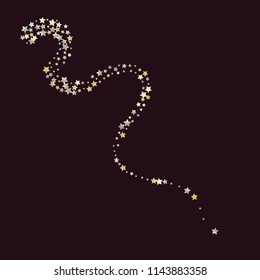 Swirl bands from scattered stars. Isolated gradient celestial elements. Yellow pearl nacre gloss.Holiday celebration luminous vector template for decorations