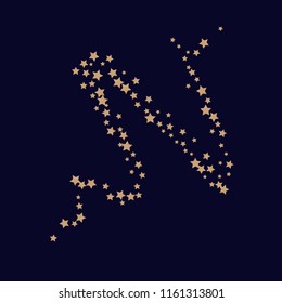 Swirl bands from scattered stars.  Isolated gradient celestial elements. Brass metallic gloss. Holiday celebration luminous glossy vector template for decorations