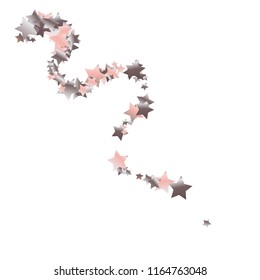 Swirl bands from scattered stars.  Isolated gradient stellar elements. Pink purple pearl nacre glitter. Holiday celebration luminous glossy vector template for decoration