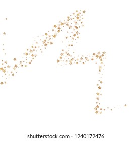 Swirl bands from scattered stars.  Isolated gradient stellar elements. Brass metal shine. Holiday celebration luminous glossy vector template for decorations