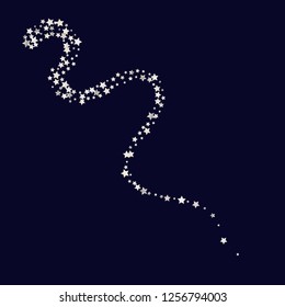 Swirl bands from scattered stars. Isolated gradient celestial elements. Pearl nacre glitter. Festive iridescent holographic shine effect vector template for decoration