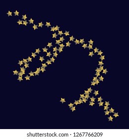 Swirl bands from scattered stars.  Isolated gradient celestial elements. Platinum chrome metal glitter. Festive iridescent holographic shine effect vector template for decorations