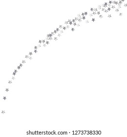 Swirl bands from scattered stars. Isolated gradient stellar elements. Platinum metal glitter. Iridescent glitter festive celebration vector template for decoration
