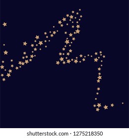 Swirl bands from scattered stars.  Isolated gradient stellar elements. Brass metal shine. Festive iridescent holographic shine effect vector template for decorations