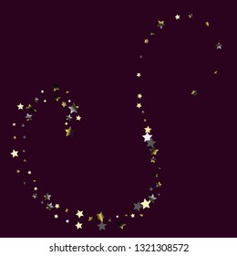 Swirl bands from scattered stars.  Isolated gradient celestial elements. Platinum chrome metallic gloss. Holiday celebration luminous glossy vector template for decorations