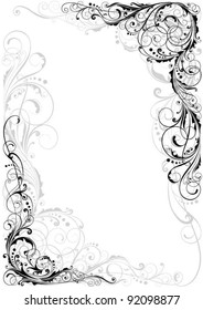 Swirl black and gray ornament.Detailed floral corner design in black and gray.