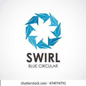 Swirl of blue circular logo design vector template and abstract spiral business symbol of company identity Logotype concept icon.