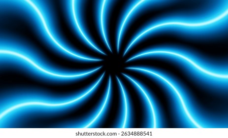 Swirl Blue Light Trails, Long Time Exposure Motion Blur Effect, Vector Illustration