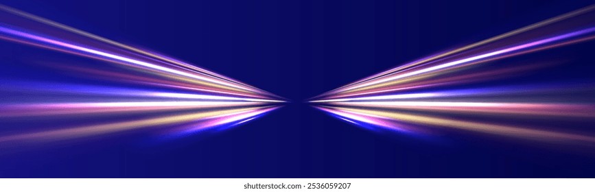 Swirl bokeh effect. Colored shiny sparks of spiral wave. Curved bright speed line swirls. Shiny wavy path. Rotating dynamic neon circle. Magic golden swirl with highlights.