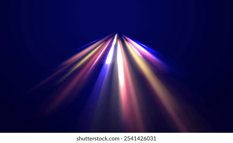 Swirl bokeh effect. Colored shiny sparks of spiral wave. Curved bright speed line swirls. Shiny wavy path. Rotating dynamic neon circle. Magic golden swirl with highlights.