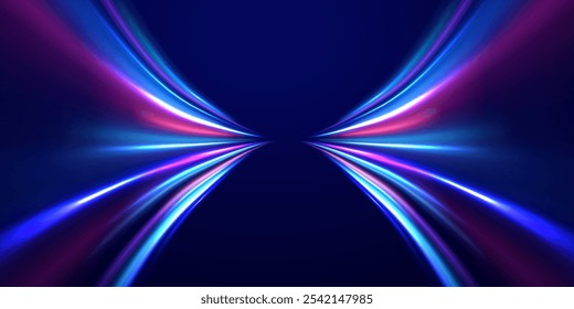 Swirl bokeh effect. Colored shiny sparks of spiral wave. Curved bright speed line swirls. Shiny wavy path. Rotating dynamic neon circle. Magic golden swirl with highlights.