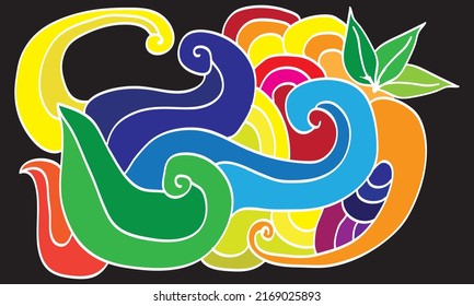 swirl bold abstract art with black background