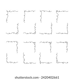 La decoración de la línea de marco de borde giratorio aisló la ilustración vectorial en el fondo blanco.