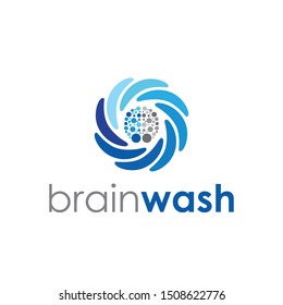 Swirl brain wash logo design vector