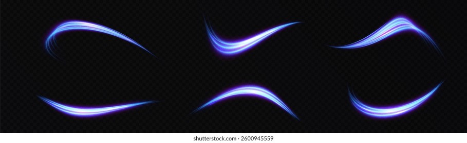 Swirl of bright blue light. Abstract curved light effect of bright lines. Vector illustration