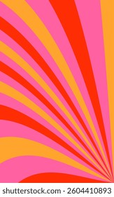 Swirl burst, groovy summer background in red, pink and orange colors. Abstract pattern for design cards, t-shirts, posters, covers, banners etc.