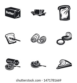 Swirl butter icon set. Simple set of 9 swirl butter vector icons for web design isolated on white background