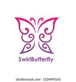 swirl butterfly logo design vector