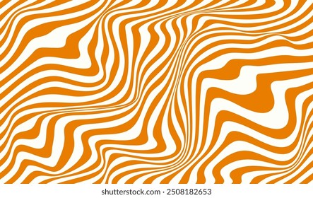 Patrón de caramelo de remolino, fondo de maní ondulado sin costuras. Vector dulce dulce dulce de caramelo de textura psicodélica, adorno distorsionado abstracto con rayas naranjas o blancas. Fondo de caramelo dinámico con ilusión óptica