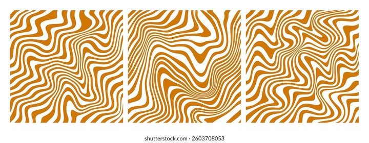 Swirl Caramel Seamless Patterns. Vector Chocolate and Milk Splash Background. Abstract Peanut Butter Texture. Wavy Salted Caramel Sauce Bg