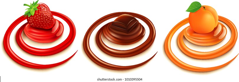 Swirl with chocolate, apricot, strawberry