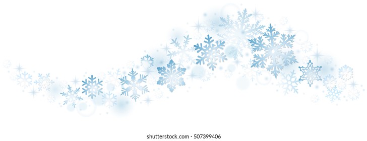 Swirl of Christmas snowflakes on white background