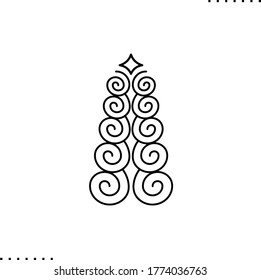 swirl Christmas tree vector icon in outlines