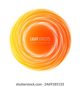 Swirl Kreis Badge Konzept Sonne orange. Ein rauer Kreis warmer, heller Farbe ist eine energetische, dynamische