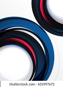 Swirl and circles, futuristic geometrical abstract background. Vector layout template for your text, message, photo or presentation wallpaper
