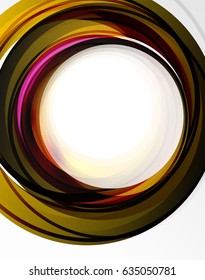 Swirl and circles, futuristic geometrical abstract background. Vector layout template for your text, message, photo or presentation wallpaper