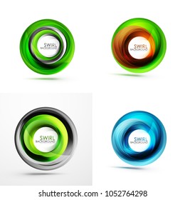 Swirl circular icons, spiral motion and rotation in circle shapes. Vector illustration