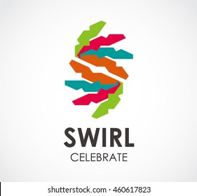 Swirl of color celebrate abstract vector and logo design or template decoration business icon of company identity symbol concept