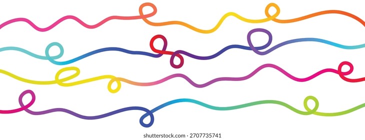 Linhas De Gradiente De Cor De Espiral. Vetor Abstrato Fitas Sem Costura Arco-Íris. Traçados de espiral de curva 3D. Design Gráfico de Linhas de Fluxo.