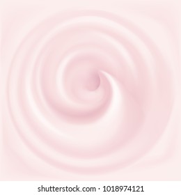 Swirl creamy texture. Pink  twisted background. Applicable for dairy or cosmetic products ads or packaging design. Vector illustration.