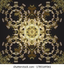 Swirl and curl pattern on brown and gray colors. Seamless. Perfect for wallpapers, web page backgrounds, surface textures, textile. Vector illustration. In vintage style.