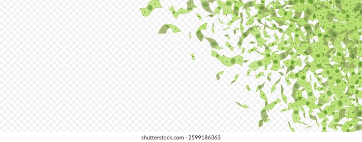 Swirl Currency Vector Transparent Panoramic Background. Cartoon Confetti Magazine. Monetary Paper Finance Poster. Casino Jackpot Paper Cover.