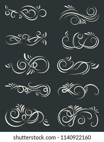 Swirl decoration dividers. Decorative elements for frames. Vector illustration.