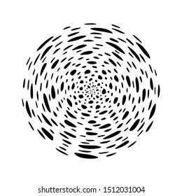 Swirl design. Effect whirlpool distortion, deformation. Dynamic twirl flow. Abstract whirlwind. Movement spiral design. Motion twirl. Optical illusion of rotation. Op art. Texture vortex, whirl, twist