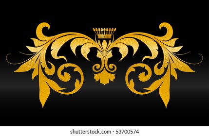 Swirl Design Element on black, vector