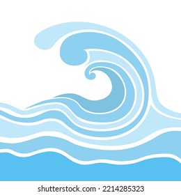 Swirl design template, Brochure design, Water splashes vector art. Sea, Ocean Wave illustration. Surfing Background.