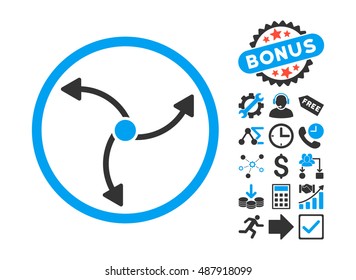 Swirl Direction icon with bonus design elements. Vector illustration style is flat iconic bicolor symbols, blue and gray colors, white background.