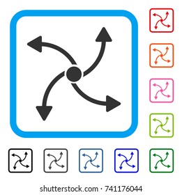Swirl Direction icon. Flat grey pictogram symbol in a light blue rounded frame. Black, gray, green, blue, red, orange color versions of Swirl Direction vector. Designed for web and app user interface.