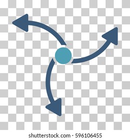 Swirl Direction icon. Vector illustration style is flat iconic bicolor symbol, cyan and blue colors, transparent background. Designed for web and software interfaces.