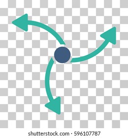 Swirl Direction icon. Vector illustration style is flat iconic bicolor symbol, cobalt and cyan colors, transparent background. Designed for web and software interfaces.