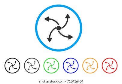 Swirl Direction rounded icon. Style is a flat swirl direction gray symbol inside light blue circle with black, gray, green, blue, red, orange variants. Vector designed for web and software interfaces.