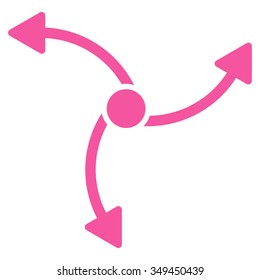 Swirl Direction vector icon. Style is flat symbol, pink color, rounded angles, white background.