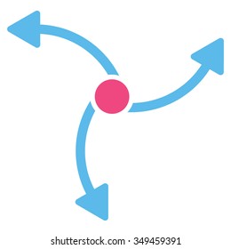 Swirl Direction vector icon. Style is bicolor flat symbol, pink and blue colors, rounded angles, white background.